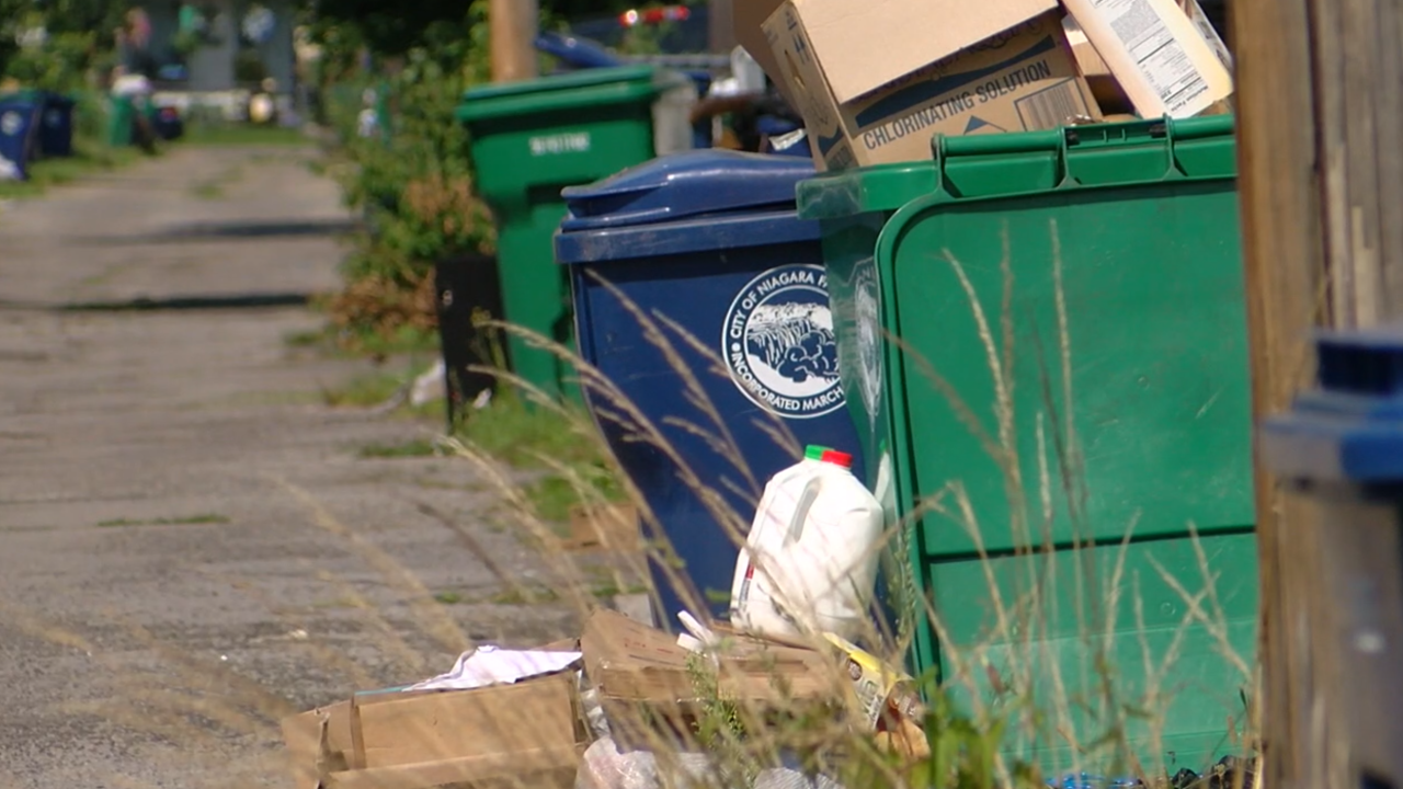 Niagara Falls street flooded with trash Niagara Falls street flooded with trash
